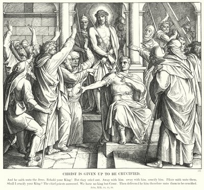 Kristus er gitt opp for å bli korsfestet (gravering) av Julius (after) Schnorr von Carolsfeld