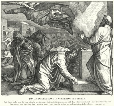 Davids ulydighet i å nummerere folket (gravering) av Julius (after) Schnorr von Carolsfeld
