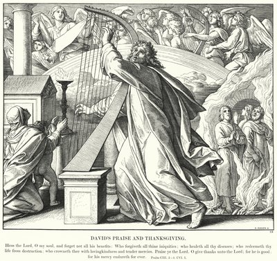 Davids lovsang og takksigelse (gravering) av Julius (after) Schnorr von Carolsfeld