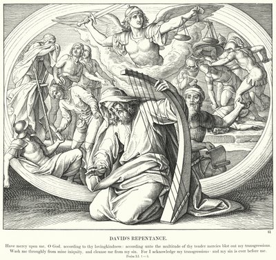 Davids omvendelse (gravering) av Julius (after) Schnorr von Carolsfeld