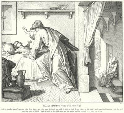 Elijah Raiseth enkens sønn (gravering) av Julius (after) Schnorr von Carolsfeld