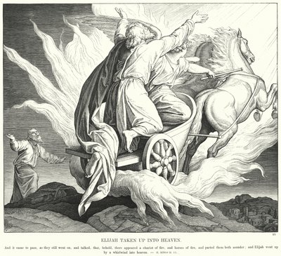 Elijah tatt opp til himmelen (gravering) av Julius (after) Schnorr von Carolsfeld