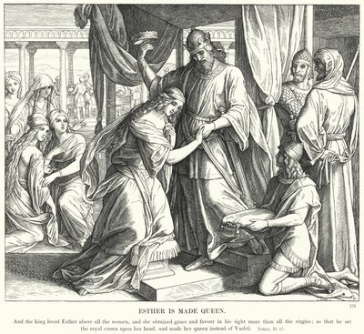 Esther er gjort til dronning (gravering) av Julius (after) Schnorr von Carolsfeld