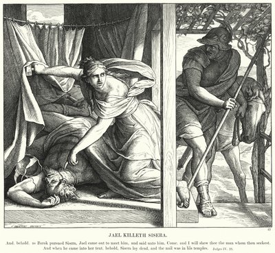 Jael Killeth Sisera (gravering) av Julius (after) Schnorr von Carolsfeld