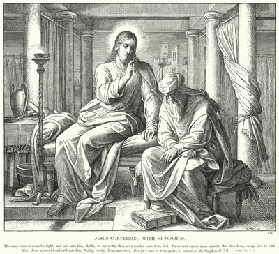 Jesus samtaler med Nikodemus (gravering) av Julius (after) Schnorr von Carolsfeld
