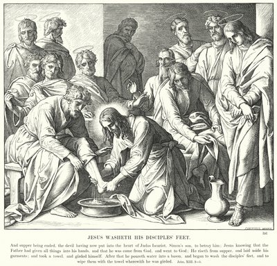 Jesus vasker disiplenes føtter (gravering) av Julius (after) Schnorr von Carolsfeld
