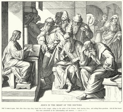 Jesus midt blant legene (gravering) av Julius (after) Schnorr von Carolsfeld