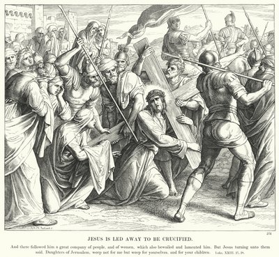 Jesus blir ført bort for å bli korsfestet (gravering) av Julius (after) Schnorr von Carolsfeld
