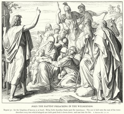 Døperen Johannes forkynner i villmarken (gravering) av Julius (after) Schnorr von Carolsfeld