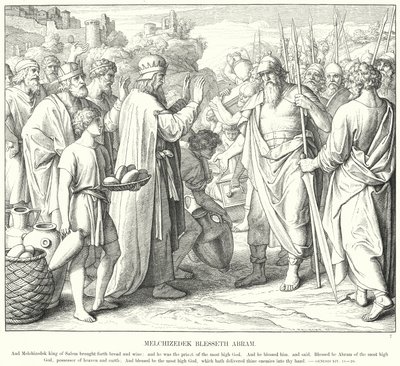 Melkisedek velsigner Abram (gravering) av Julius (after) Schnorr von Carolsfeld