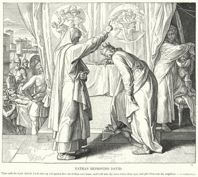 Nathan som irettesetter David (gravering) av Julius (after) Schnorr von Carolsfeld