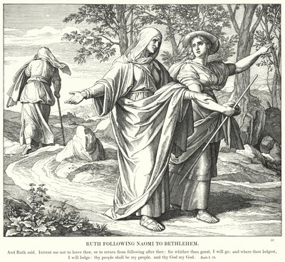 Ruth følger Naomi til Betlehem (gravering) av Julius (after) Schnorr von Carolsfeld