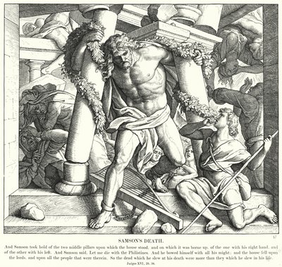 Samsons død (gravering) av Julius (after) Schnorr von Carolsfeld