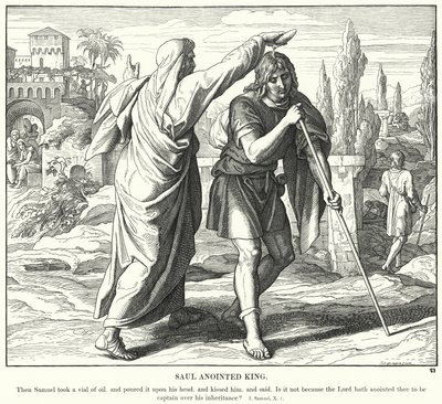 Saul salvet konge (gravering) av Julius (after) Schnorr von Carolsfeld