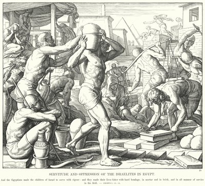 Servitude og undertrykkelse av israelittene i Egypt (gravering) av Julius (after) Schnorr von Carolsfeld