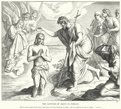 Jesu dåp i Jordan (gravering) av Julius (after) Schnorr von Carolsfeld