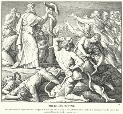 The Brazen Serpent (gravering) av Julius (after) Schnorr von Carolsfeld