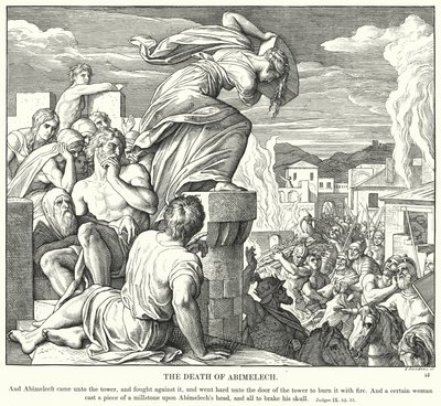 Abimeleks død (gravering) av Julius (after) Schnorr von Carolsfeld