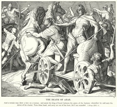 Akabs død (gravering) av Julius (after) Schnorr von Carolsfeld