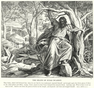 Judas Iskariots død (gravering) av Julius (after) Schnorr von Carolsfeld