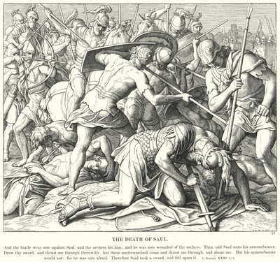 Sauls død (gravering) av Julius (after) Schnorr von Carolsfeld