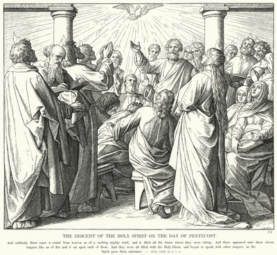 Den hellige ånds nedstigning på pinsedagen (gravering) av Julius (after) Schnorr von Carolsfeld