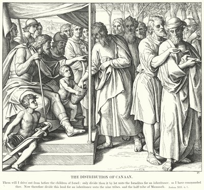 Distribusjonen av Kanaan (gravering) av Julius (after) Schnorr von Carolsfeld