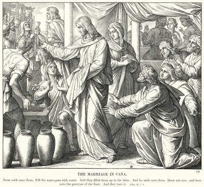 Ekteskapet i Cana (gravering) av Julius (after) Schnorr von Carolsfeld