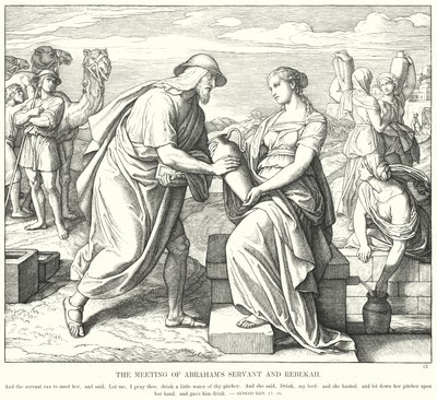 Møtet mellom Abrahams tjener og Rebekka (gravering) av Julius (after) Schnorr von Carolsfeld