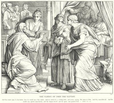 Navngivningen av døperen Johannes (gravering) av Julius (after) Schnorr von Carolsfeld