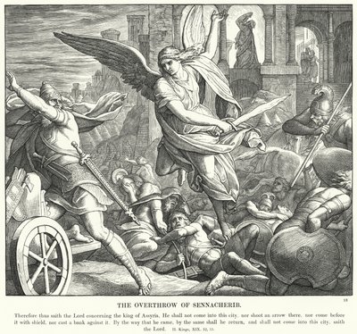Styrtet av Sanherib (gravering) av Julius (after) Schnorr von Carolsfeld