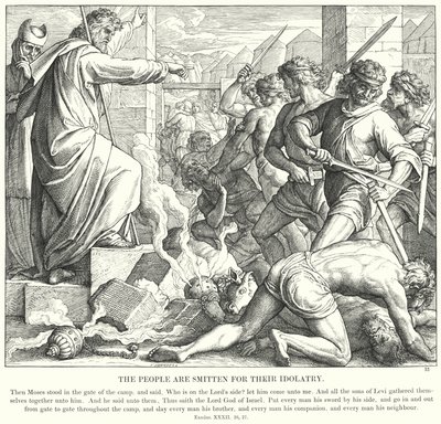 Folket er slått for deres avgudsdyrkelse (gravering) av Julius (after) Schnorr von Carolsfeld