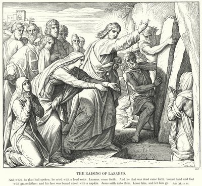 The Raising of Lasarus (gravering) av Julius (after) Schnorr von Carolsfeld