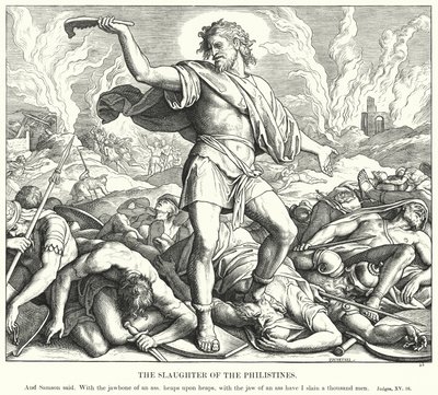 Slaktingen av filistrene (gravering) av Julius (after) Schnorr von Carolsfeld