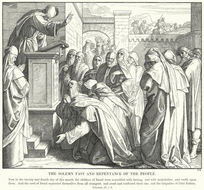 Folkets høytidelige faste og omvendelse (gravering) av Julius (after) Schnorr von Carolsfeld