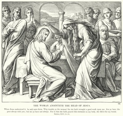 Kvinnen salver Jesu hode (gravering) av Julius (after) Schnorr von Carolsfeld