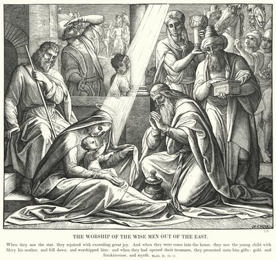 Tilbedelsen av de vise menn fra Østen (gravering) av Julius (after) Schnorr von Carolsfeld