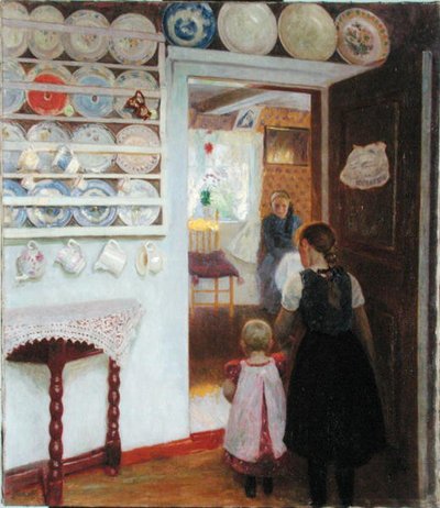 Interiør i et Fishermans House i Finkenwerder av Julius August Friedrich Theodor von Ehren