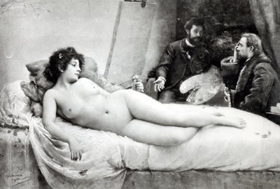 Emile Zola (1840-1902) i kunstnerens atelier, 1891 av Julius C. Rolshoven