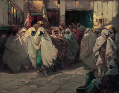 Tunisisk gatebilde (olje på lerret) av Julius C. Rolshoven