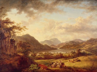 En utsikt over Ullswater fra Gowbarrow, 1801 av Julius Caesar Ibbetson