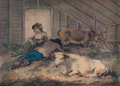 Frieri i et fjøs, c1801 av Julius Caesar Ibbetson