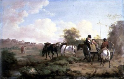 Går til markedet (olje på panel) (for par se 106157) av Julius Caesar Ibbetson