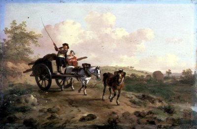 Går til markedet (olje på panel) (for par se 106158) av Julius Caesar Ibbetson