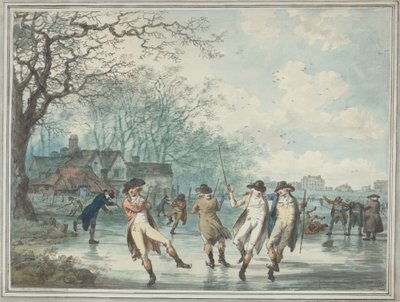 Skatere på Serpentine i Hyde Park av Julius Caesar Ibbetson