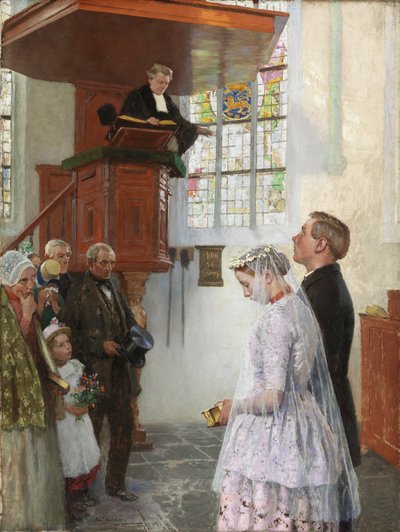 Bryllupet, ca. 1900 av Julius Gari Melchers