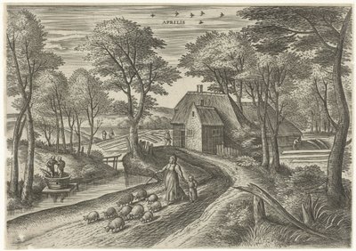 april Aprilis (tittel på objekt) De tolv månedene (serietittel) av Julius Goltzius