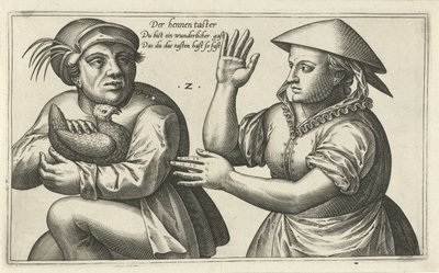 Hennentaster ordspill om forholdet mellom mann og kvinne (serietittel) av Julius Goltzius