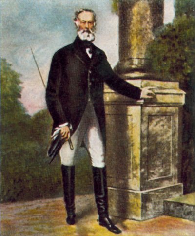 Alfred Krupp , tysk industrimann (fargelitografi) av Julius Grun