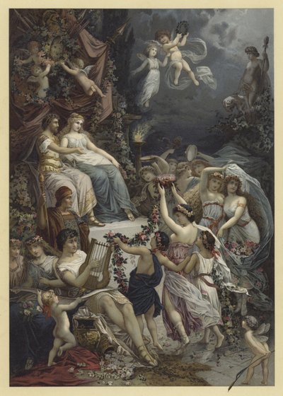 Illustrasjon for A Midsummer Nights Dream (chromolitho) av Julius Hoeppner